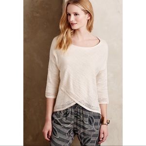 Anthro Moth Crossed Pointelle Pullover RUST Top